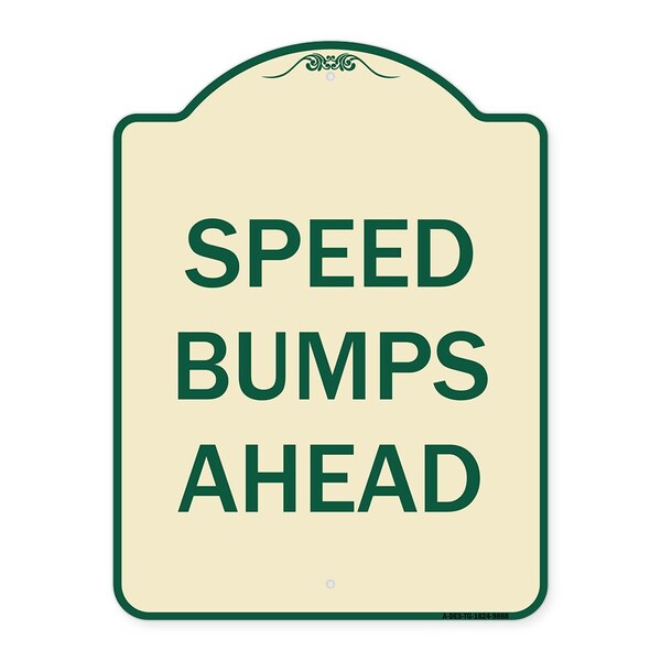 Designer Series-Speed Bumps Ahead, Tan & Green Heavy-Gauge Aluminum, 24" x 18", TG-1824-9888